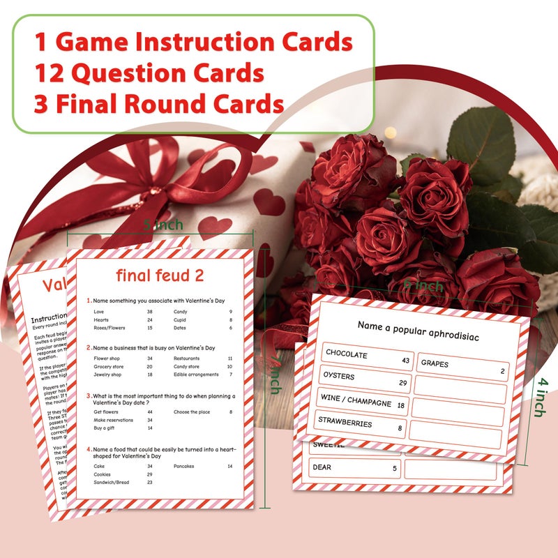 Xenseou Valentine's Day Family Feud Game,Funny Valentine's Day Party Games, Valentine's Day Trivia Game, Family Feud Quiz Holiday Games for Groups QRJ-FF01 - Image 2