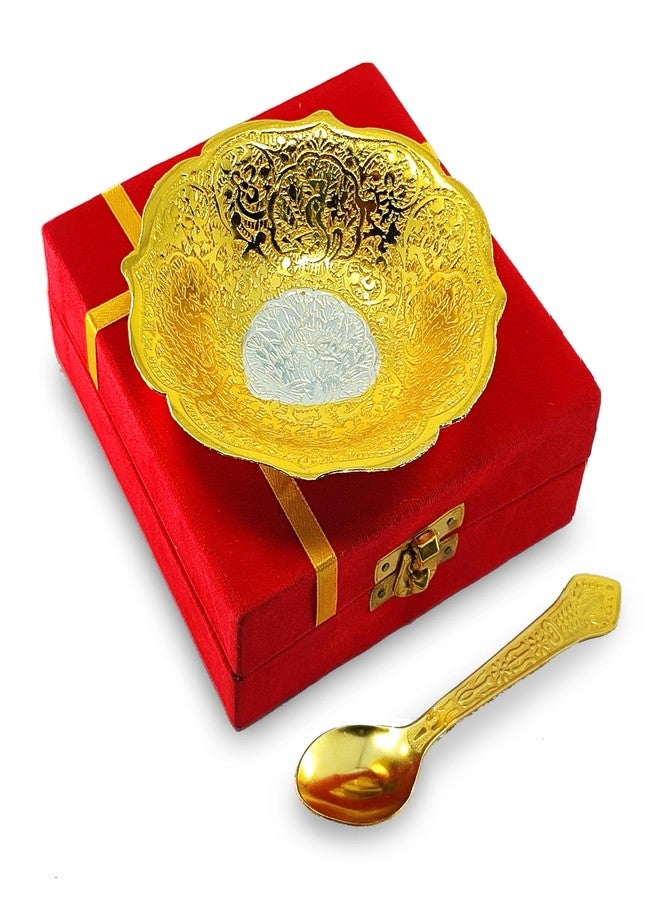 NOBILITY Bowl Spoon Set Silver Plated Light Weight with Red Box Diwali Eid Christmas Wedding Return Home Decoration Friends Family Corporate Gift Items Dessert Dry Fruits Serving Gifts - Image 3