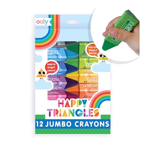 Ooly Jumbo Triangle Crayons for Toddlers Set of 12, Non-Toxic Triangle Shaped Easy to Hold Crayons for Toddler, No Rolling Crayon, Gifts for Kids - Image 1