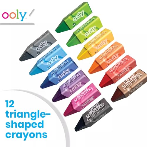 Ooly Jumbo Triangle Crayons for Toddlers Set of 12, Non-Toxic Triangle Shaped Easy to Hold Crayons for Toddler, No Rolling Crayon, Gifts for Kids - Image 2