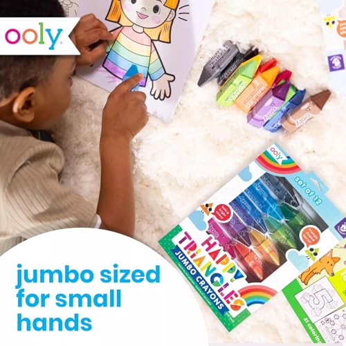 Ooly Jumbo Triangle Crayons for Toddlers Set of 12, Non-Toxic Triangle Shaped Easy to Hold Crayons for Toddler, No Rolling Crayon, Gifts for Kids - Image 5