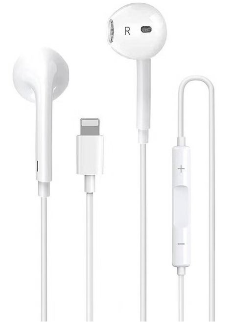 Lightning Wired Headphones with Built-in Microphone & Volume Control – In-Ear Stereo Headset Compatible with iPhone