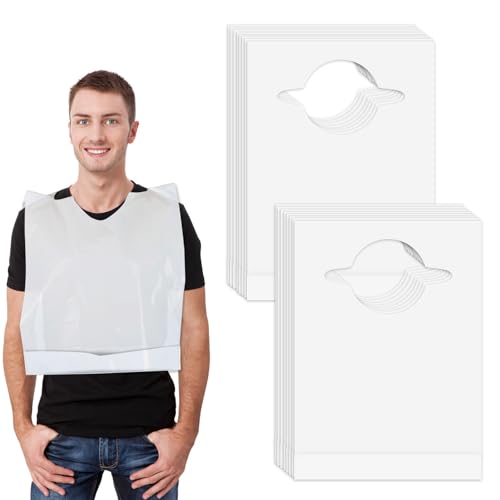 Nonley Disposable Adult Bibs 30 Pack - Disposable Dining Bibs for Adults - Waterproof Oil-Proof Plastic Bib for Elderly Women and Senior Men Eating - Image 1