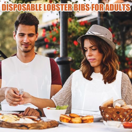 Nonley Disposable Adult Bibs 30 Pack - Disposable Dining Bibs for Adults - Waterproof Oil-Proof Plastic Bib for Elderly Women and Senior Men Eating - Image 5