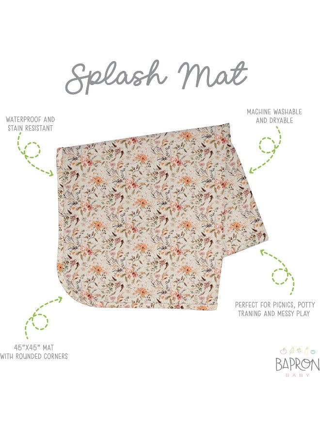 BapronBaby Delilah Floral Splash Mat - Waterproof Catch-All for Floor, Table, or High Chairs - Machine Washable - 45" x 45" - Image 2
