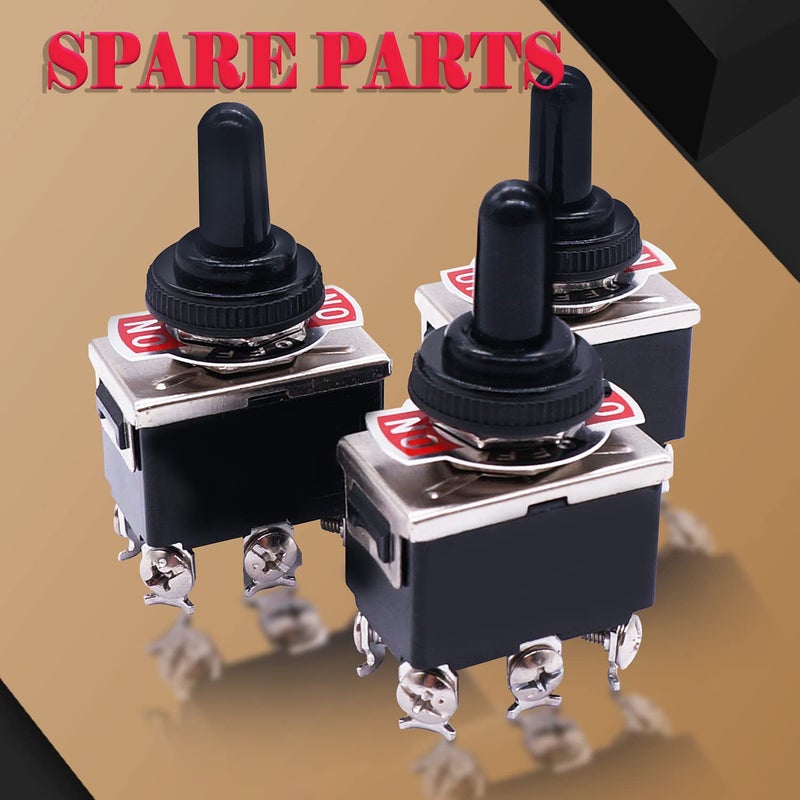 Twidec /3Pcs Heavy Duty Rocker Momentary Toggle Switch 16A 250V AC DPDT 3 Position 6 Pin (ON)-Off-(ON) Switch with Metal Bat Waterproof Boot Cap Cover Ten-223-B223 - Image 4