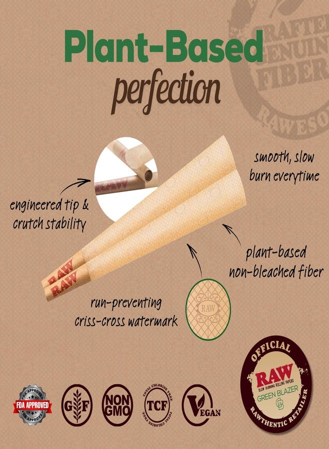RAW Cones 98 Special: 50 Pack Patented Slow Burning Pre Rolled Cones Rolling Papers & Tips - All Natural Classic Rawthentic Paper, 98mm - Image 5