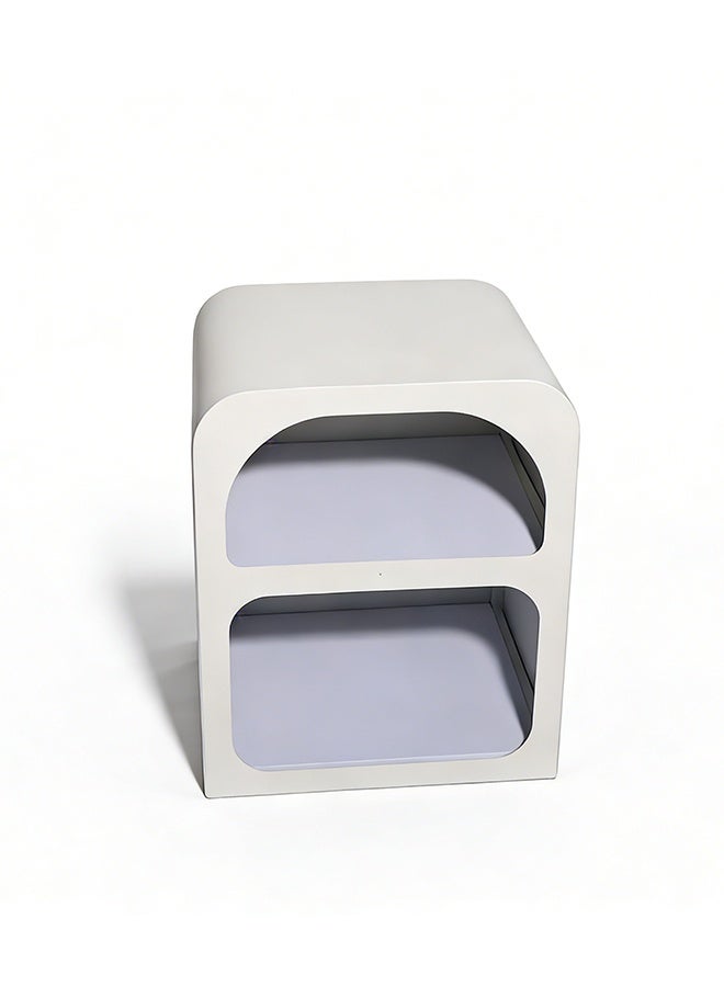 Migue home طاولة جانبية جمالية بطبقتين، طاولة جانبية لغرفة النوم وغرفة المعيشة، تصميم حديث وأنيق، 45 سم طول × 40 سم عرض × 55 سم ارتفاع، أبيض - Image 2