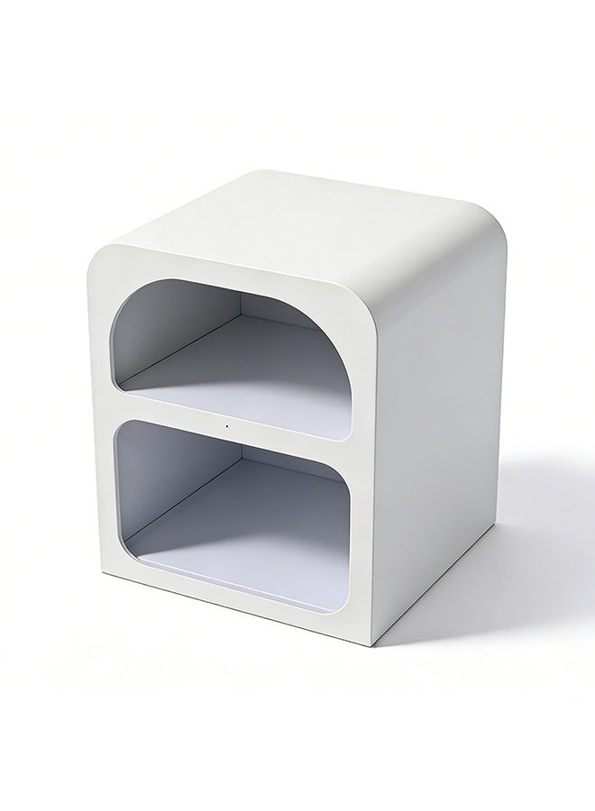 Migue home طاولة جانبية جمالية بطبقتين، طاولة جانبية لغرفة النوم وغرفة المعيشة، تصميم حديث وأنيق، 45 سم طول × 40 سم عرض × 55 سم ارتفاع، أبيض - Image 5