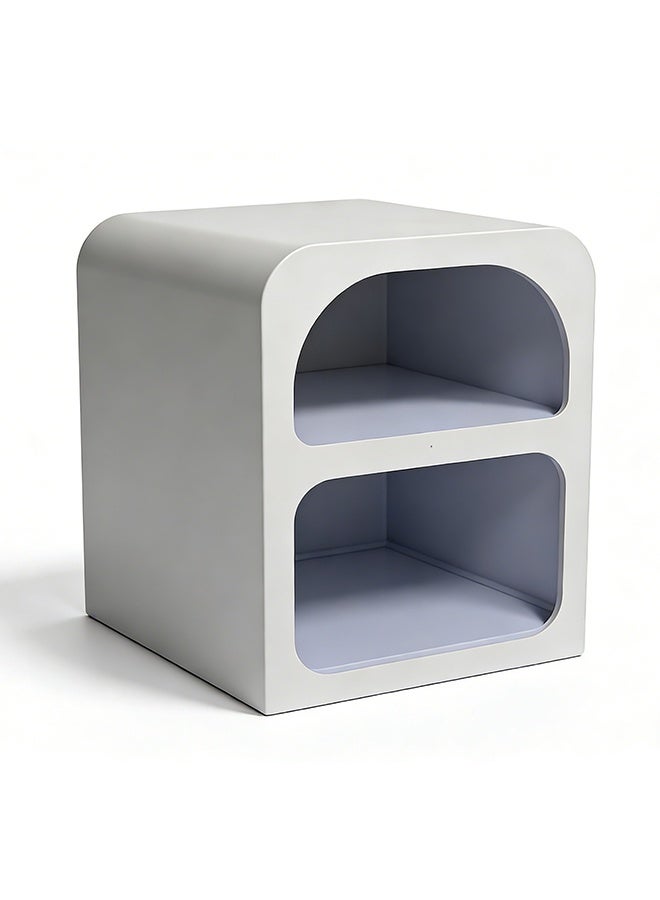 Migue home طاولة جانبية جمالية بطبقتين، طاولة جانبية لغرفة النوم وغرفة المعيشة، تصميم حديث وأنيق، 45 سم طول × 40 سم عرض × 55 سم ارتفاع، أبيض - Image 4