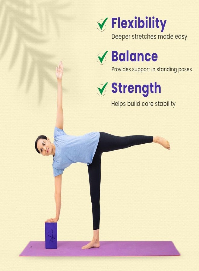 MeFree Yoga Blocks 2 Pack - EVA Foam Blocks for Support, Balance & Flexibility - Non-Slip, Lightweight Yoga Props for Stretching & Home or Studio Workout - Dark Purple - Image 4