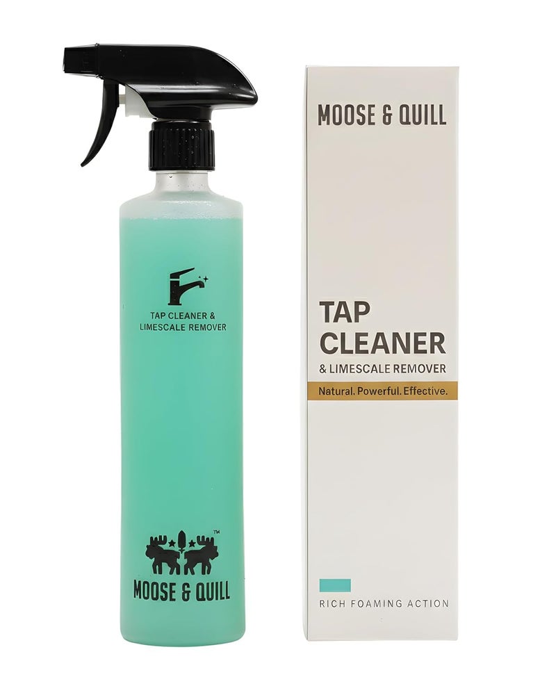 MOOSE & QUILL Moose and Quill Tap Cleaner & Limescale Remover – Powerful Foaming Formula for Easy Cleaning | Non-Toxic, All-Purpose Spray for Bathroom, Taps, Showers, Tiles, Mirrors | 500ml - Image 1