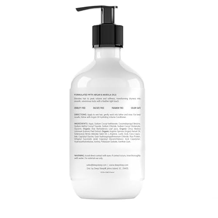 Deep Steep Argan Oil Hydrating Volume Shampoo, 17 oz – Volumizing Shampoo with Argan Oil, Aloe, Marula Oil & Rice Protein – Sulfate-Free, Vegan, Clean Beauty Hair Care, Full Hydration - Image 2