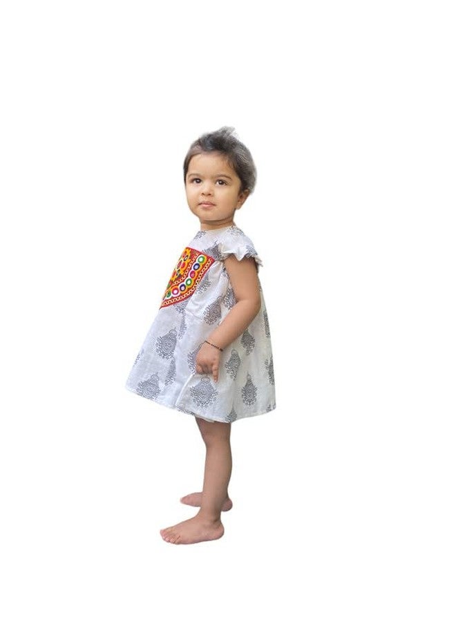 Aglare Cotton bandhni Frock,Frocks for Girls, Frocks for Kids, Frocks. White - Image 4