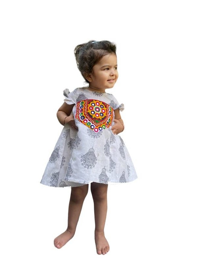 Aglare Cotton bandhni Frock,Frocks for Girls, Frocks for Kids, Frocks. White - Image 2