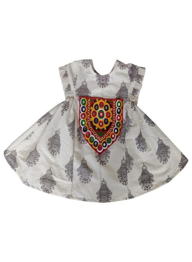Aglare Cotton bandhni Frock,Frocks for Girls, Frocks for Kids, Frocks. White - Image 1