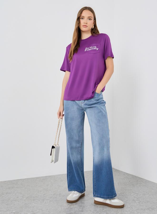 تايك تو تيشيرت أوفر سايز بطبعة شعار - Image 2