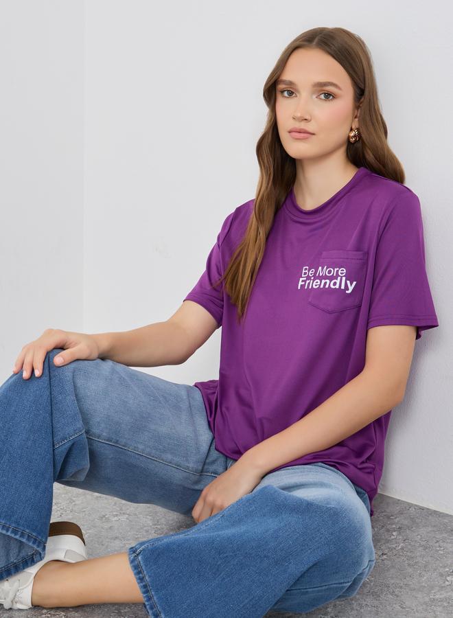 تايك تو تيشيرت أوفر سايز بطبعة شعار - Image 1