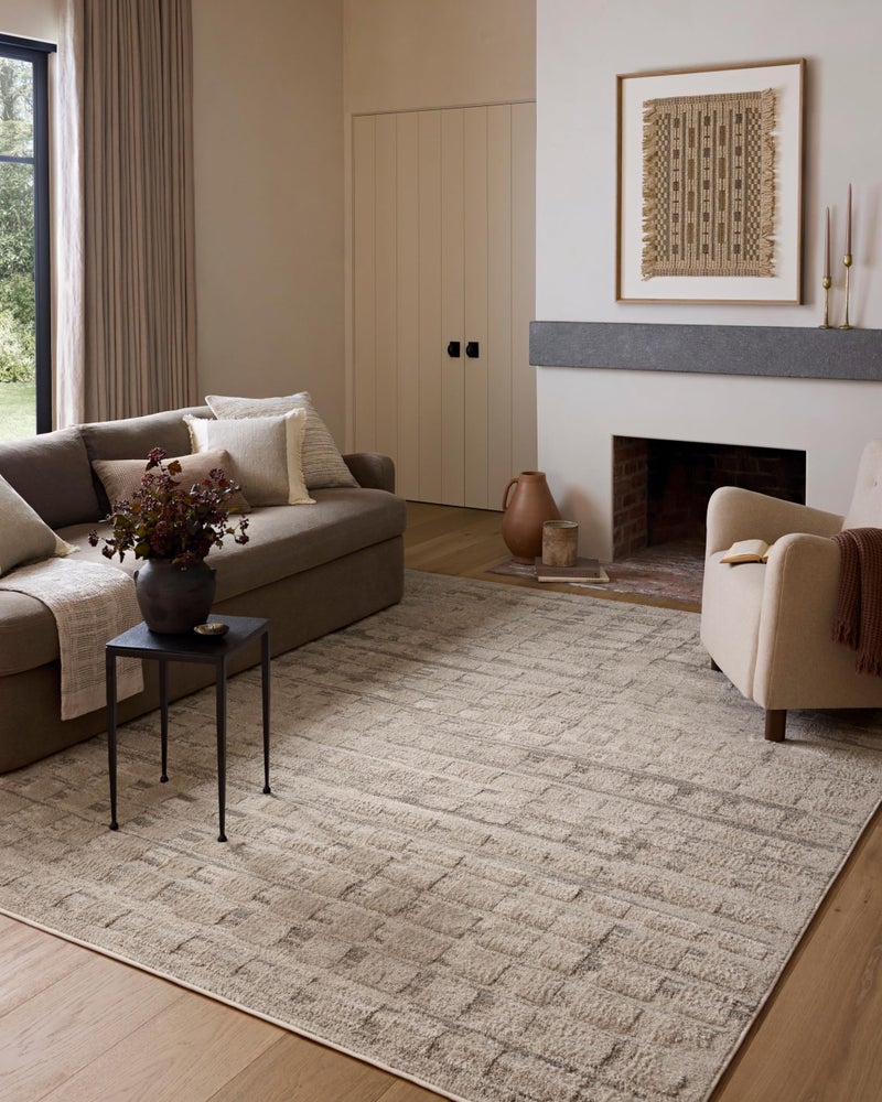 Loloi Amber Lewis Monty Collection MOT-06 Pebble/Beige 2'-7" x 4', .50" Pile Height, Area Rug - Image 1