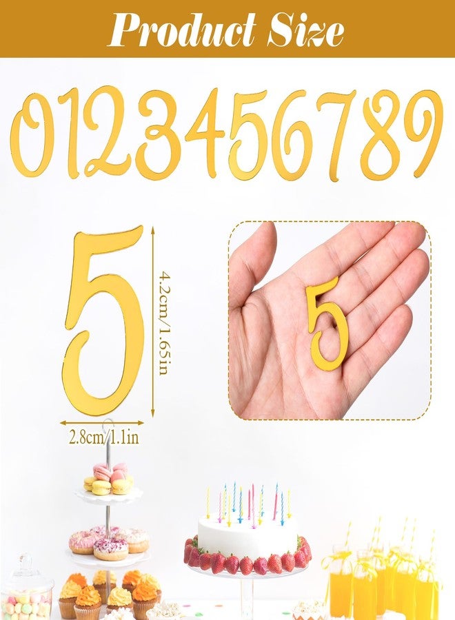 Ajcotahm 20 Pcs Acrylic Number Cake Topper, Shiny Gold 0-9 Numbers for Cake DIY Cupcake Toppers for Birthday Wedding Anniversary Party Decorations - Image 2
