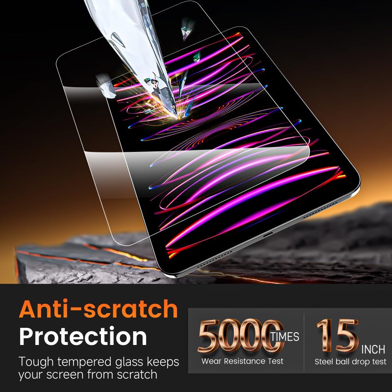 PandaShield 2 Pack for iPad Pro 11"(4th 3rd 2nd 1st Gen) iPad Air 10.9"(5th 4th Gen) 9H+ Tempered Glass Screen Protector with Easy-Install[12FT Grade Shatterproof] Apple Pencil Compatible,HD Clarity - Image 5