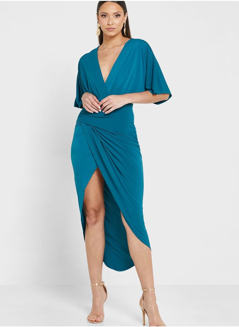 John Zack - Plunge Neck Wrap Dress - Image 1