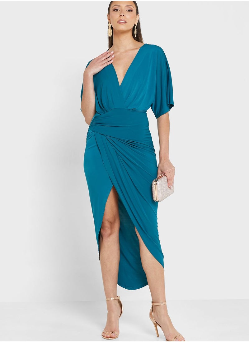 John Zack - Plunge Neck Wrap Dress - Image 1