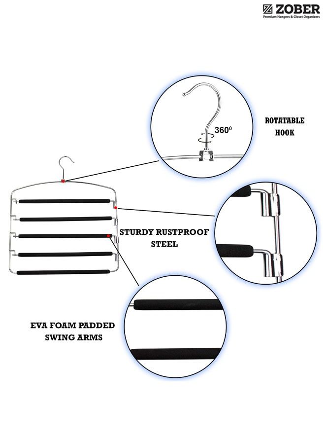 ZOBER 5-Layer Stainless Steel Pants Hanger (4 Pack)  - Image 4
