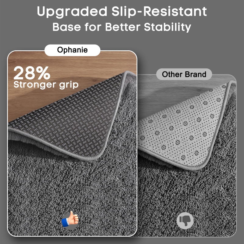 Ophanie Small Rug Upgrade Non Slip Throw Bedside Area Rugs, Fluffy Soft Grey Mini Bedroom Carpet, Affordable Door Entryway Indoor Inside Front Entrance Dog 2x3 Mat, Home Decor Aesthetic, Nursery - Image 4