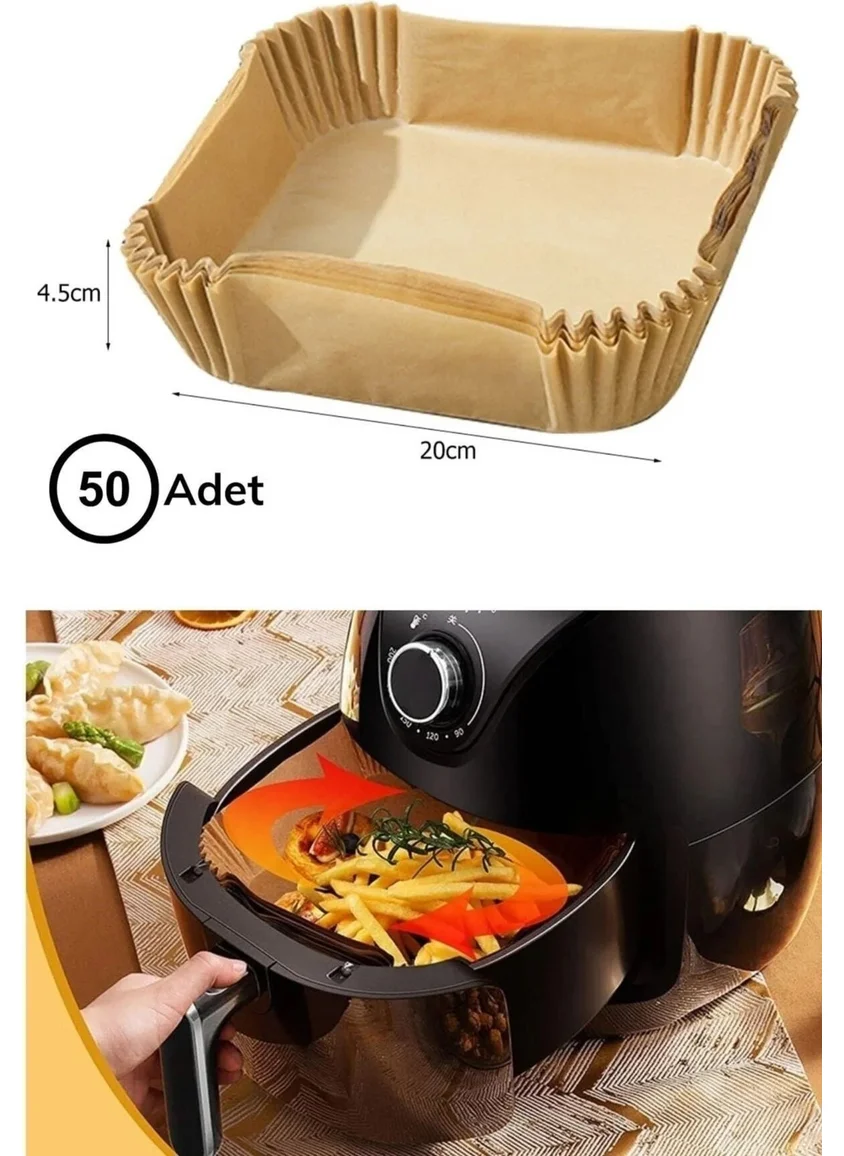 تيفاني 50 Pieces Airfryer Baking Paper Square Plate Model Oil Paper