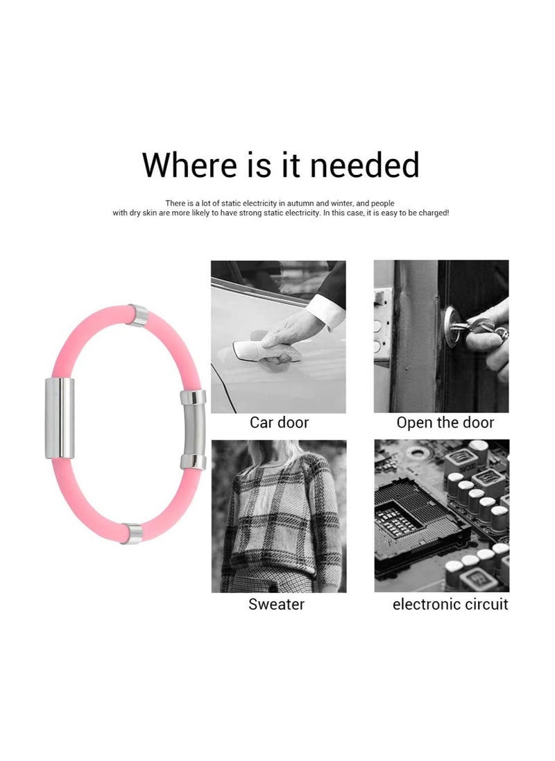 KASTWAVE - Anti Static Wrist Straps, Electrostatic Removal Bracelet, Waterproof Silicone Sports Bracelet with Negative Ion, Women Men Anti Static Bracelet, Pink - Image 1