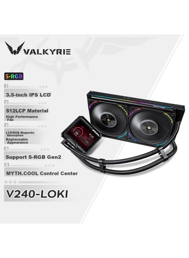 Valkyrie V240 Loki Vk All-in Cpu Liquid Cooler, 3.5-inch Ips Lcd Screen, Lcp Fan Blades, Supports Lga1700 - Image 1