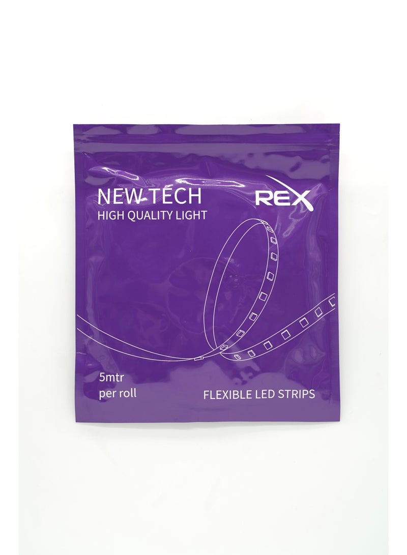 ركس شريط اضاءة LED لون Pure White مرن 5 متر قابل للقطع والتعديل - Image 1
