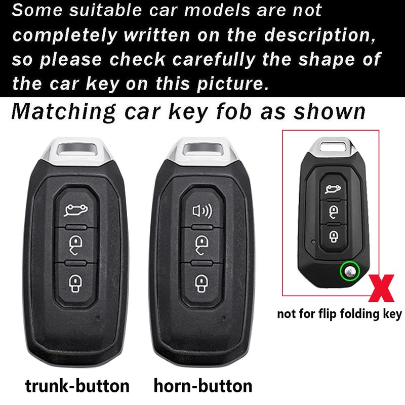 ontto 3-Button Car Key Holder Compatible with Ford Territory EV Smart Remote Key Fob Case Fit for Ford Titanium Taurus Kuga 2020-up Car Accessories,Metal and Leather Car Key Sleeve,Black - Image 2