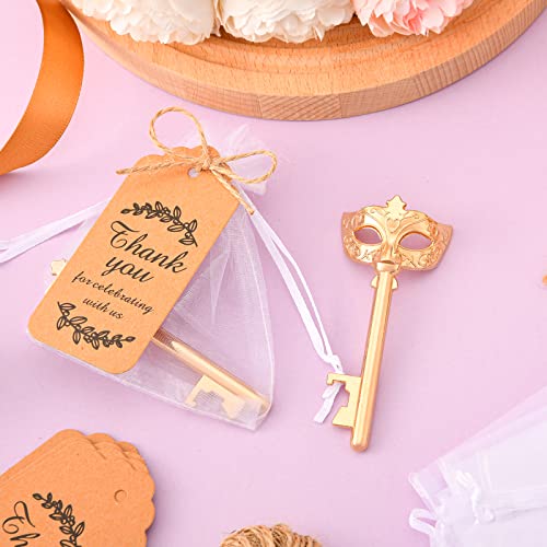 KaGrbves 50 Pieces Mask Design Bottle Openers - Masquerade Party Favors and Decorations, Beautiful Centerpieces for Tables, Ideal Gifts for Guests with Thank You Tags and Gift Bags - Image 4