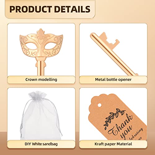 KaGrbves 50 Pieces Mask Design Bottle Openers - Masquerade Party Favors and Decorations, Beautiful Centerpieces for Tables, Ideal Gifts for Guests with Thank You Tags and Gift Bags - Image 3