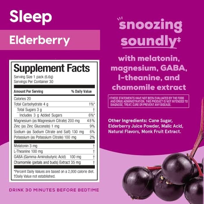 Hydrant - Sleep Electrolyte Powder, Elderberry Flavor, 30 Rapid Hydration Individual Stick Packs - Sleep Blend of Melatonin, L-Theanine, Magnesium, & Chamomile - Image 2