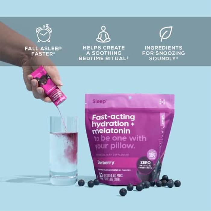 Hydrant - Sleep Electrolyte Powder, Elderberry Flavor, 30 Rapid Hydration Individual Stick Packs - Sleep Blend of Melatonin, L-Theanine, Magnesium, & Chamomile - Image 5
