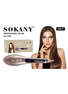 Sokany Electric Hair Brush Ceramic Coated Anti-Bacterial Technology Temperature Display Specialized: For Straightening Hair For Colored Hair For Curling Hair On/Off Button Temperature Control Buttons Strong Plastic Heated Contacts Long Lasting 1000 Watts SK_1006