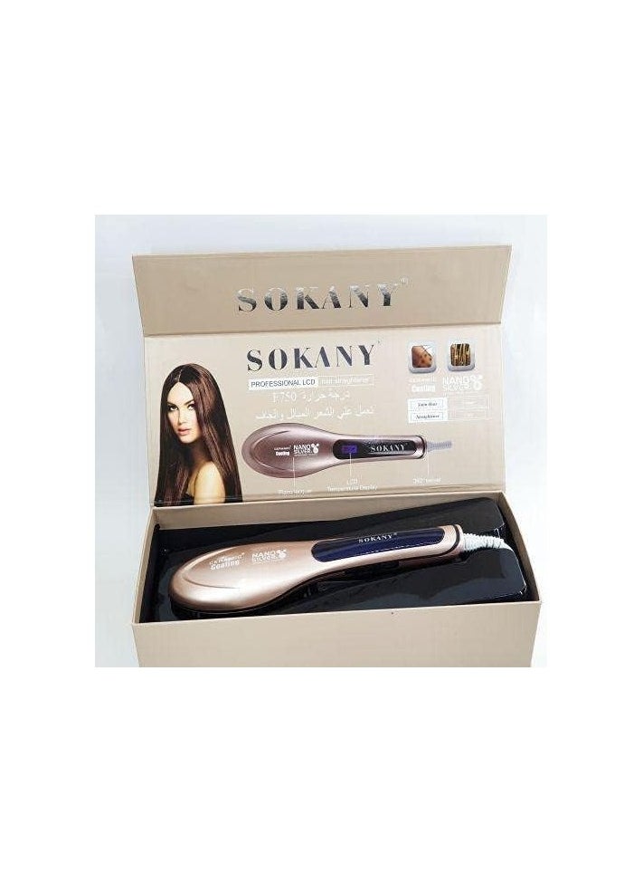 sokany - Sokany Electric Hair Brush Ceramic Coated Anti-Bacterial Technology Temperature Display Specialized: For Straightening Hair For Colored Hair For Curling Hair On/Off Button Temperature Control Buttons Strong Plastic Heated Contacts Long Lasting 1000 Watts SK_1006 - Image 1