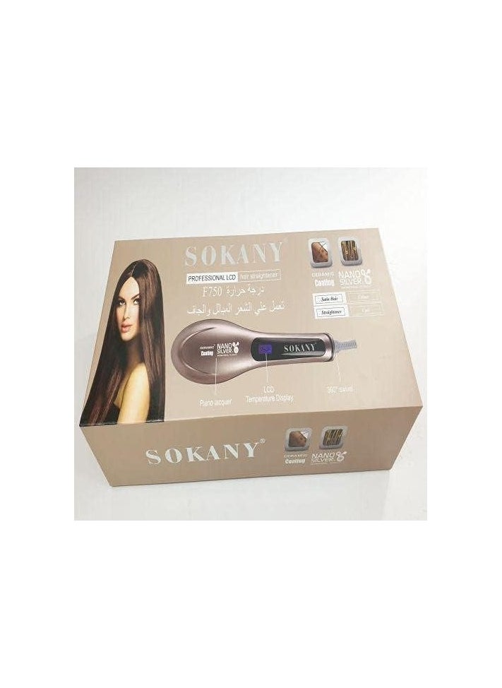 sokany - Sokany Electric Hair Brush Ceramic Coated Anti-Bacterial Technology Temperature Display Specialized: For Straightening Hair For Colored Hair For Curling Hair On/Off Button Temperature Control Buttons Strong Plastic Heated Contacts Long Lasting 1000 Watts SK_1006 - Image 1