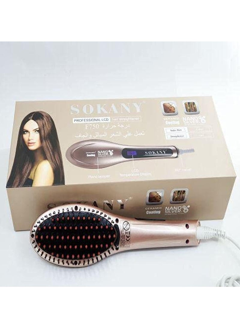sokany - Sokany Electric Hair Brush Ceramic Coated Anti-Bacterial Technology Temperature Display Specialized: For Straightening Hair For Colored Hair For Curling Hair On/Off Button Temperature Control Buttons Strong Plastic Heated Contacts Long Lasting 1000 Watts SK_1006 - Image 1