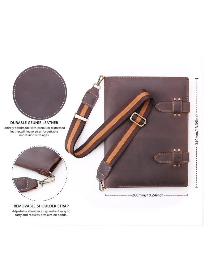 Robrasim - Handmade Leather Sketchbook Cover Artist Sketch Pad Holder For 9"X12" Top Spiral Bound Sketchbook Drawing Book Pencil Case Journal Portfolio With Shoulder Strap Artist Giftscoffee - Image 1