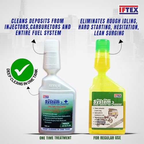 Iftex System 2/3+ 100 ml & System 2/3 100 ml e20 Petrol additive for Bike and Scooters BS4 and BS6/ Fuel System Carbon Cleaner/Increases Mileage - Image 2