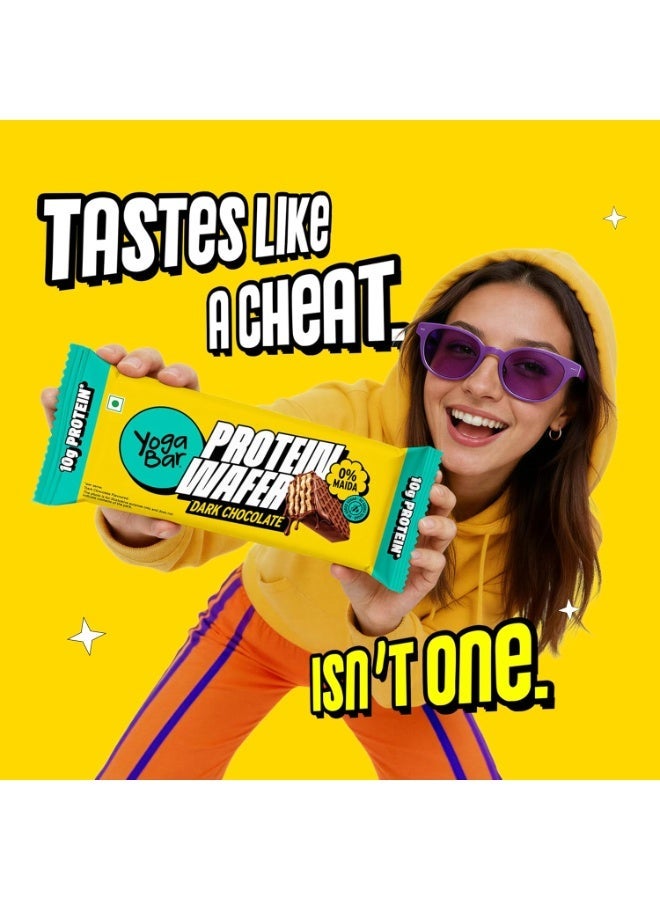Yogabar 10g Protein Wafer Bars | Dark Chocolate Flavor | Crunchy High-Protein Snack | Source of Protein & Fiber | 0% Maida | Made with Millets | 40g Each | Pack of 1*10 - Image 2