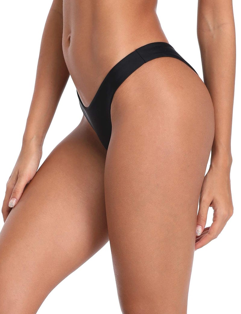 RELLECIGA Women's Black Super Cheeky Brazilian Cut Bikini Bottom Size Small - Image 5
