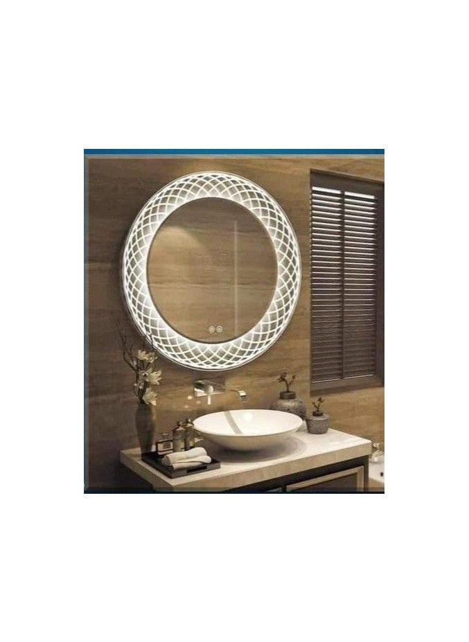Generic White Led Laser Engraved Wall Mirrors 70X70X3Cm  White  - Image 4