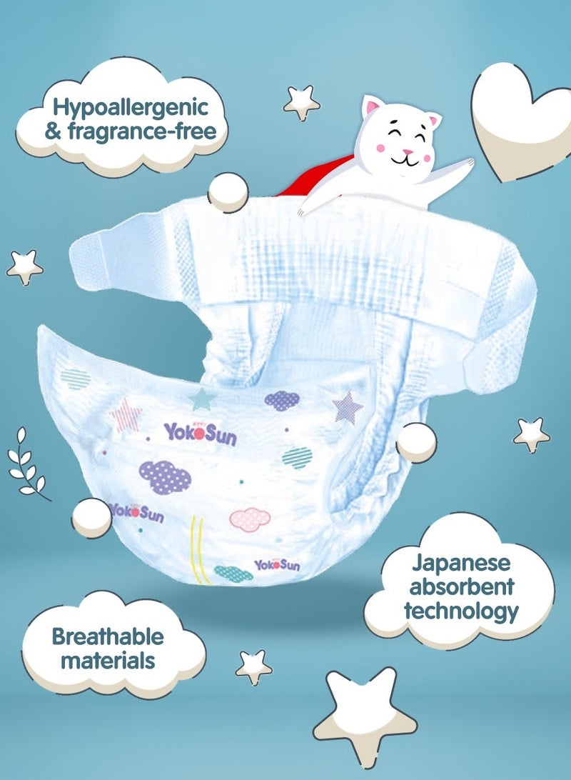 YokoSun Baby Diapers, Size 3 / M (5-10 kg), 62 pcs – Ultra-Soft, Hypoallergenic Nappies, Japanese Technology for Baby Skin Care, Leakproof with 12-Hour Dryness Protection - Image 4