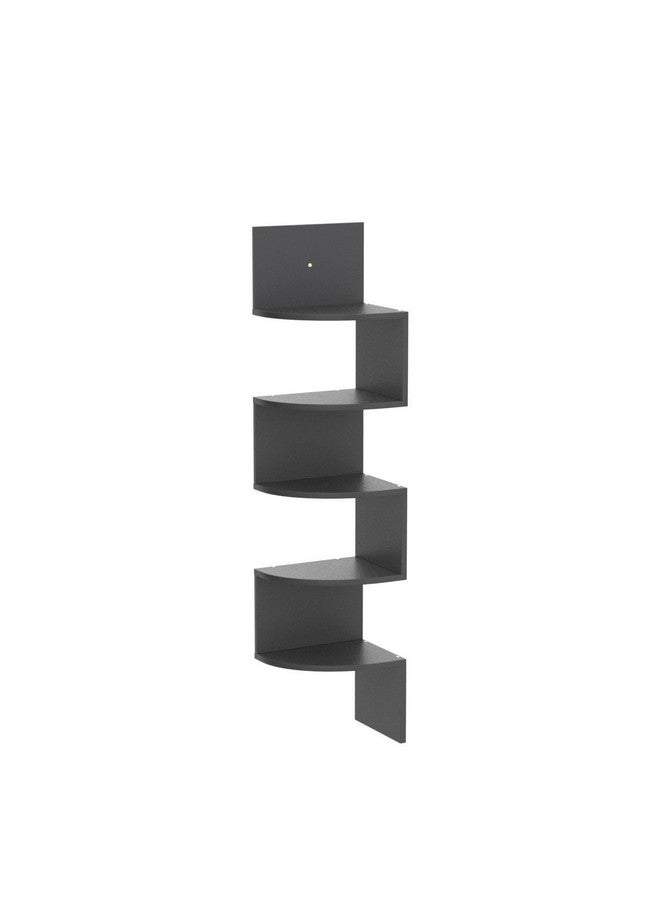 Greenco Greenco Corner Shelf, 5 Tier Shelves for Wall Storage, Easy-to-Assemble Floating Wall Mount Shelves for Offices, Bedrooms, Bathrooms, Kitchens, Living Rooms and Dorm Rooms, Espresso Finish  - Image 4