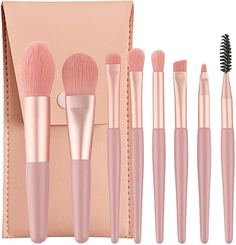 Sloane Brushes with Bag, 8PCS Professional Makeup Brush Set, Travel Size Cosmetic Brushes Kit for Face Foundation Blush Eye Shadow, Wooden Handle Synthetic Bristle (Multicolor) - Image 1